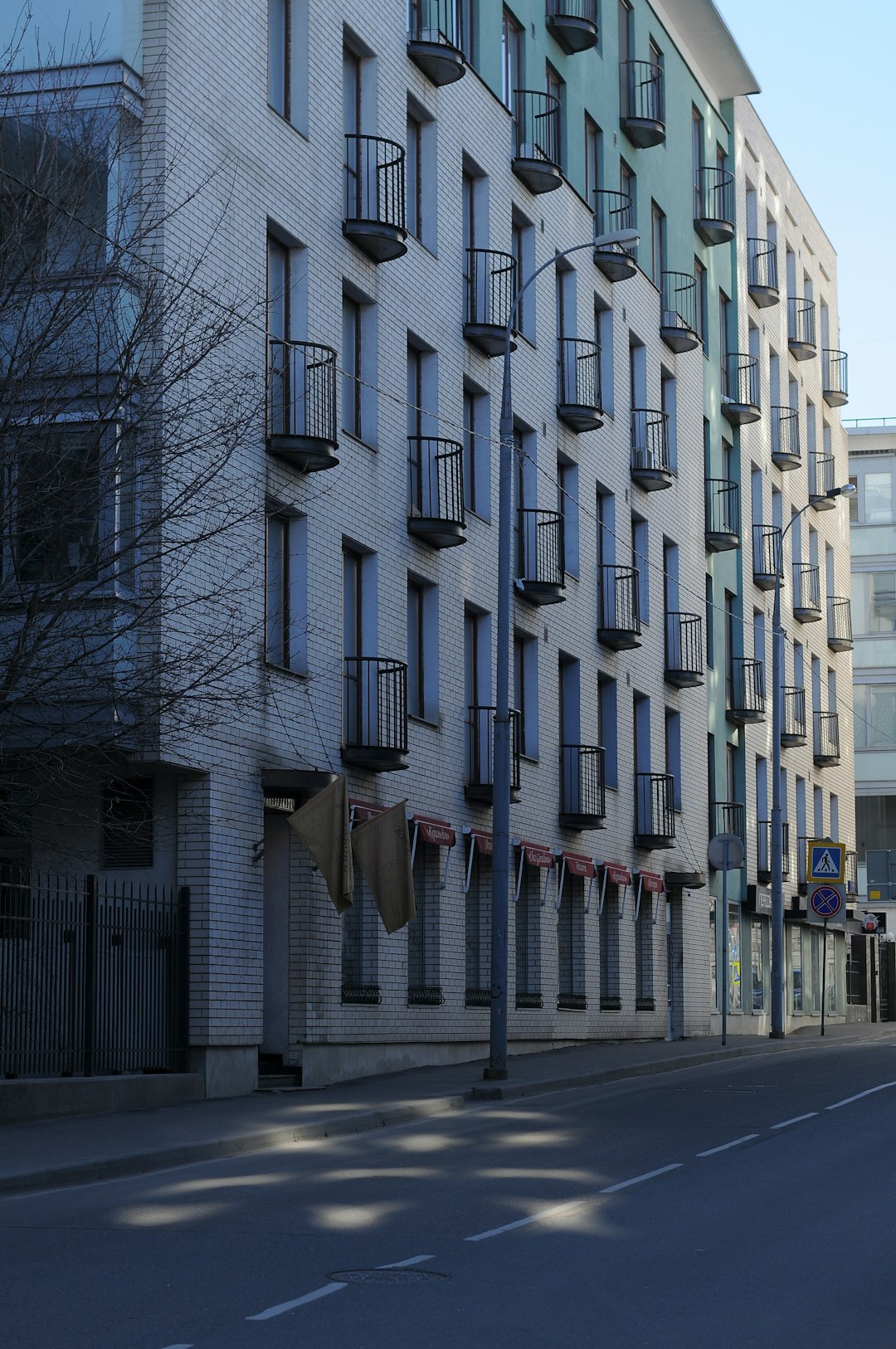 white and blue concrete building