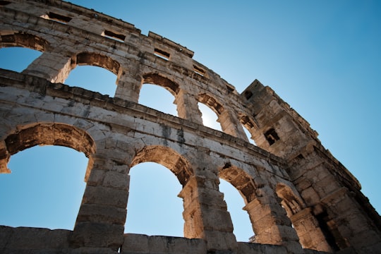 macro photography of Colosseum in Rome, Italy in Amphitheater Pula Croatia