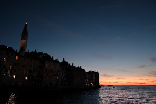 buildings at night in Rovinj Croatia