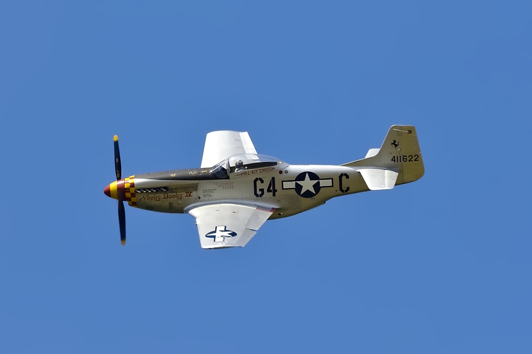 white and green jet plane, P-51D Mustang