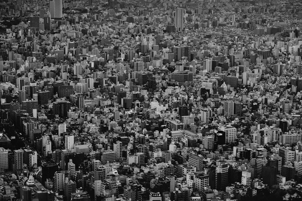 grayscale photo of cityscape