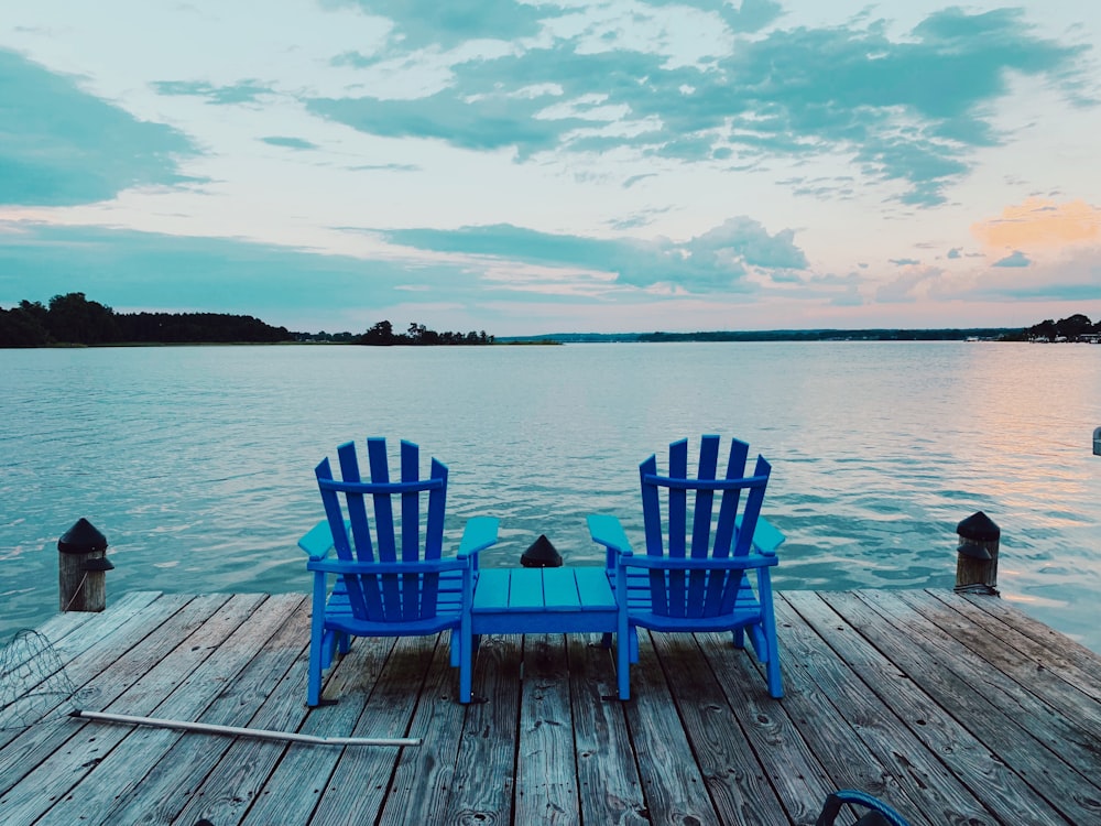 blue wooden adirondack chair