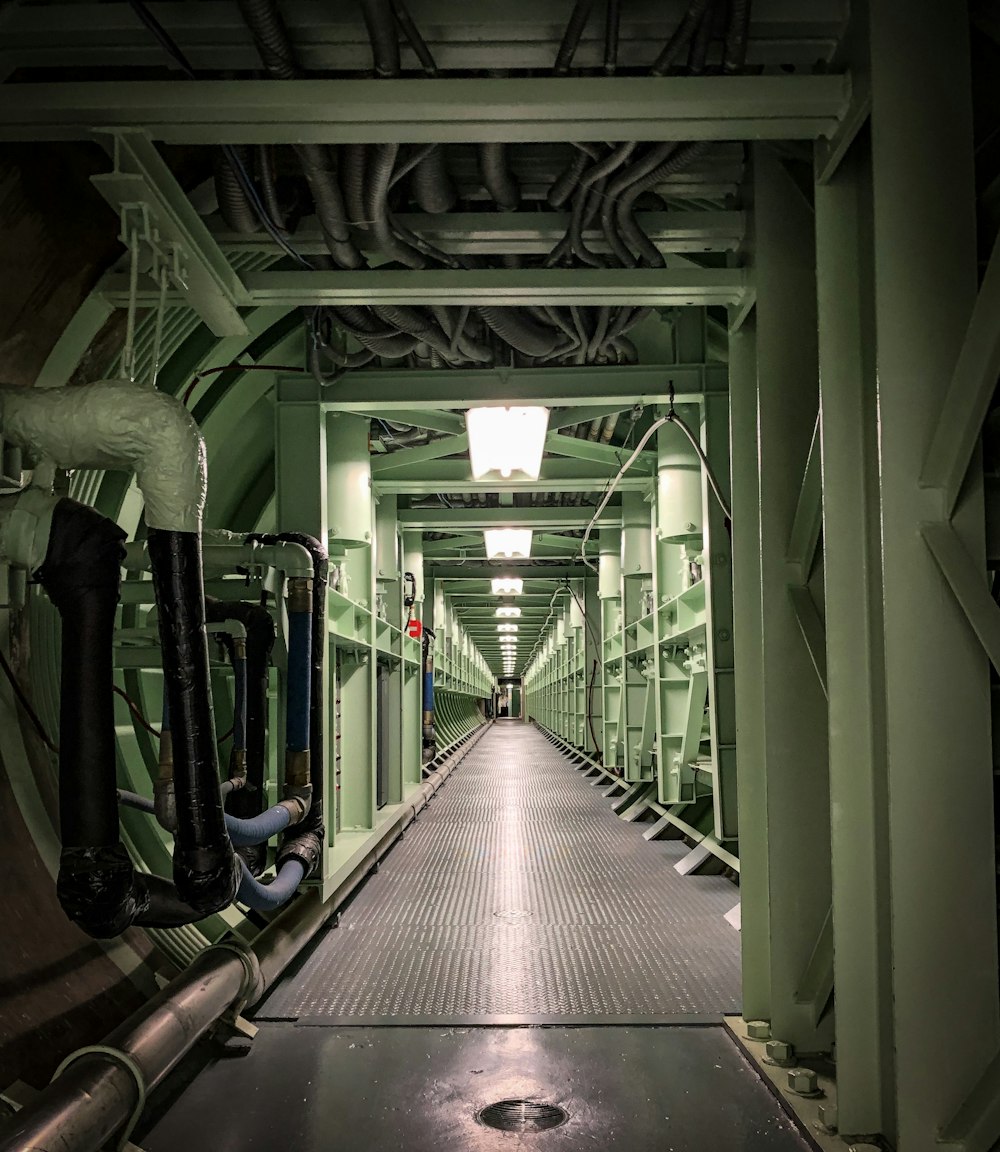 grey metal hallway