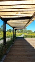 A modern pergola providing shade in a residential backyard.