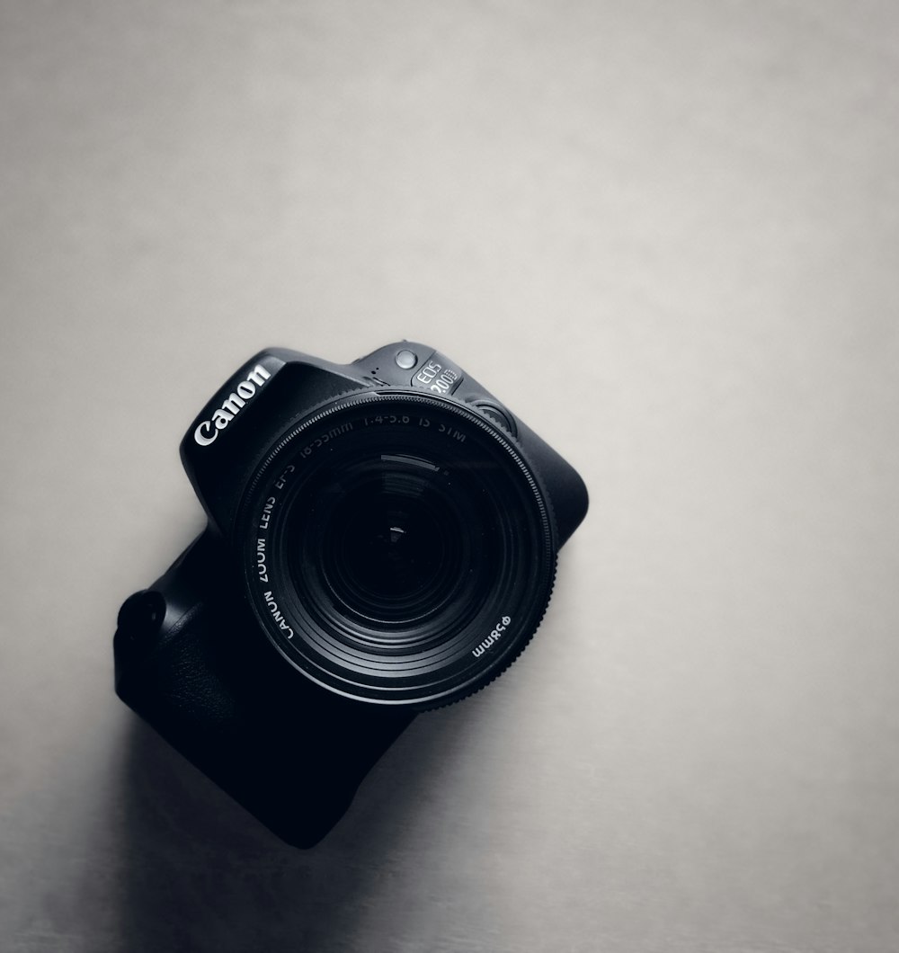 black Canon DSLR camera