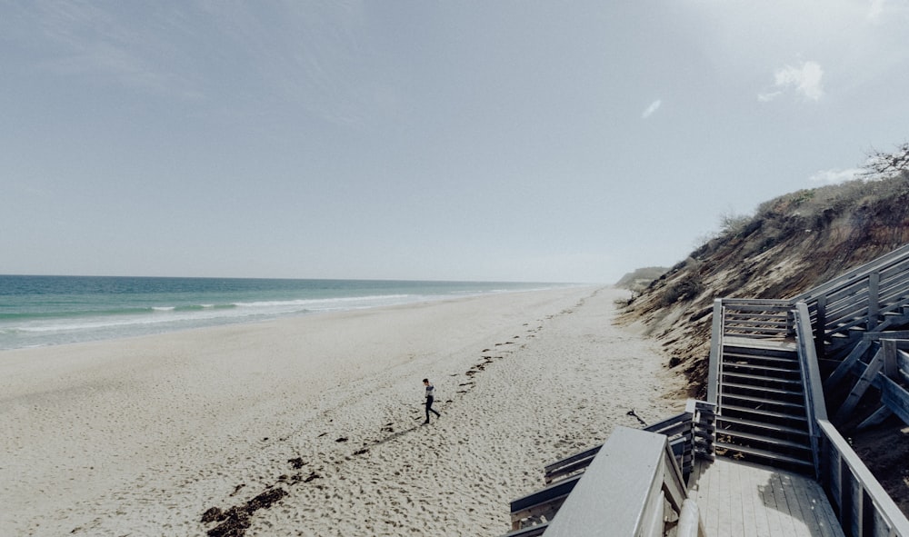 man standing in seashore