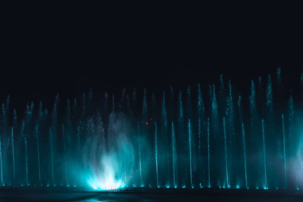 green lit fountains
