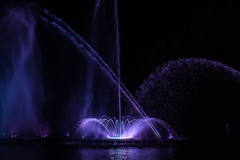 violet lit fountains