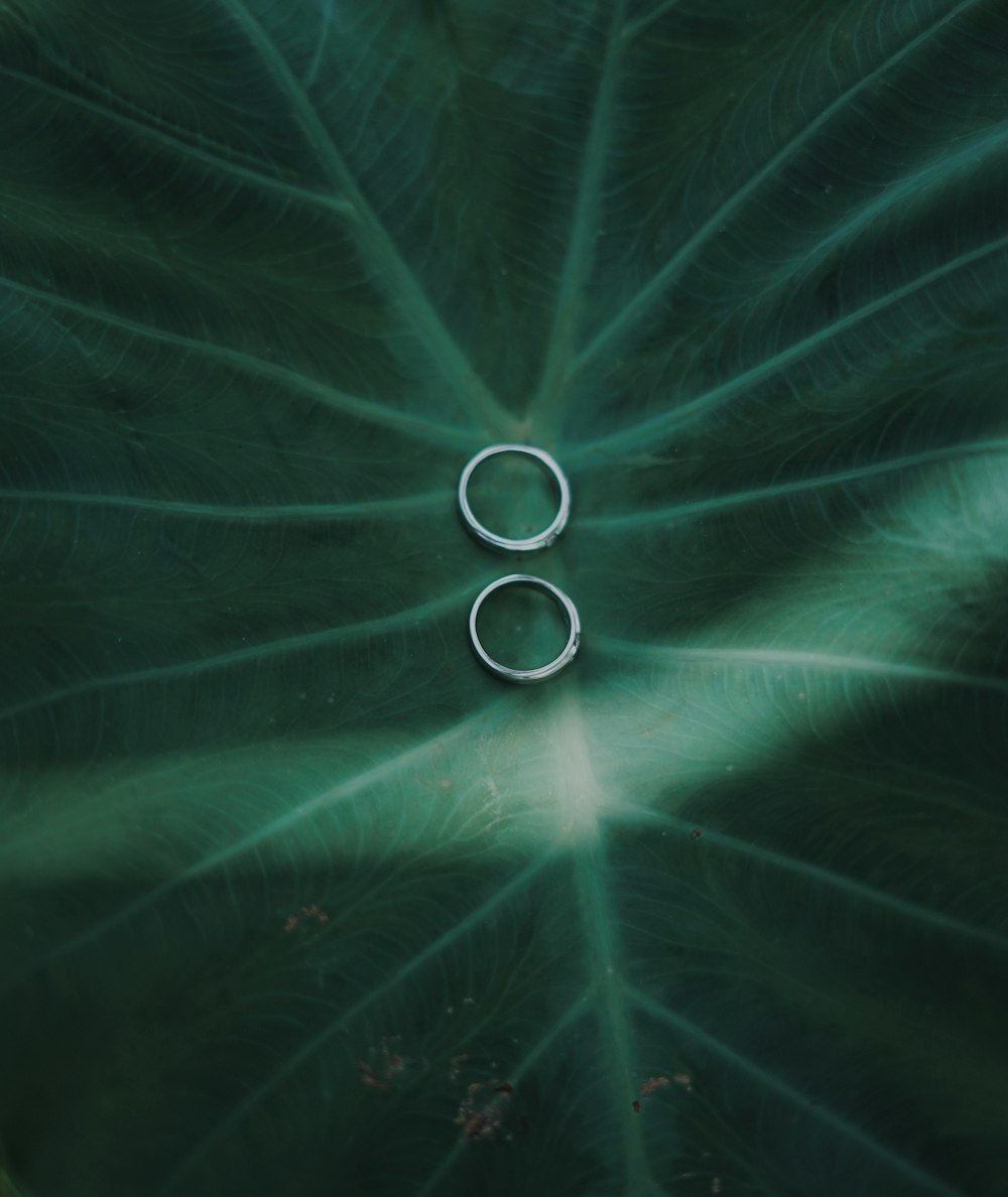 two silver-colored rings