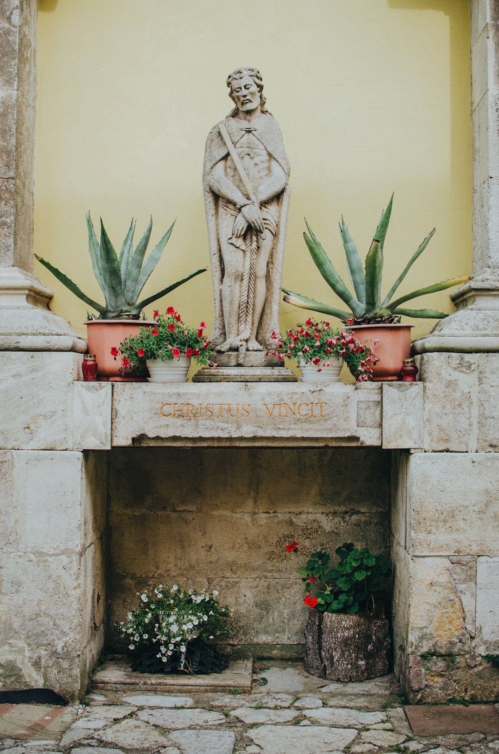 religious statue on pillar decor