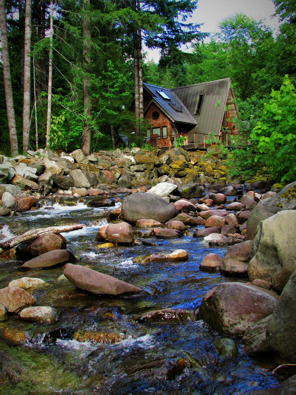 water stream near house