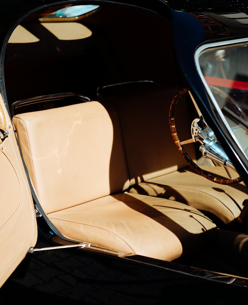 brown leather car seat interior