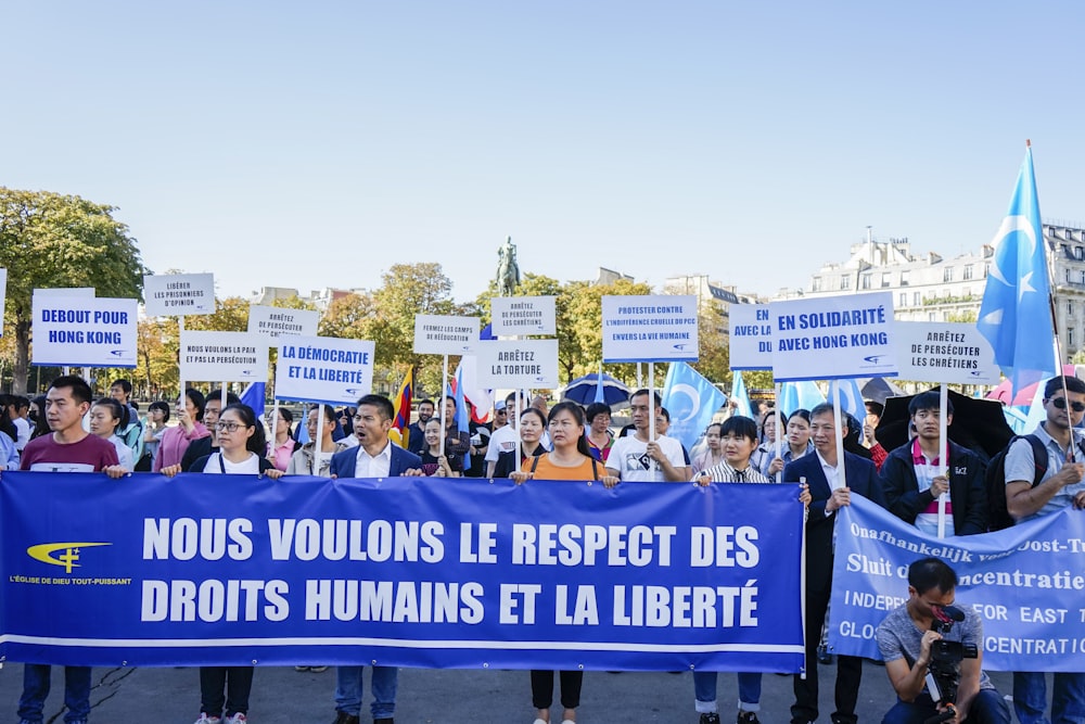 people protest on street