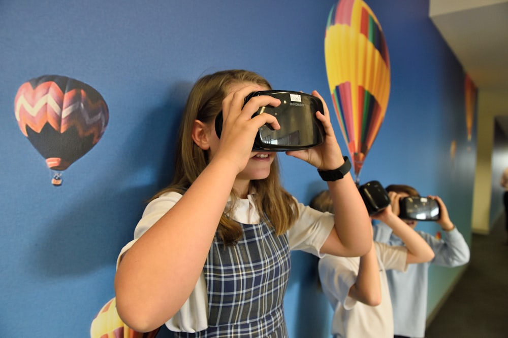 girl wearing VR headset