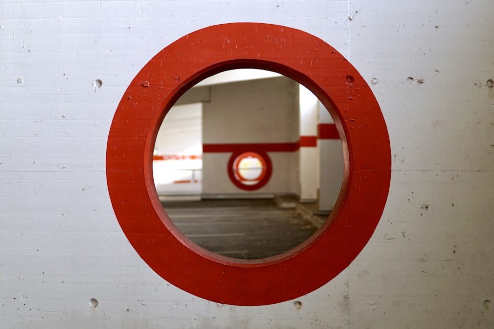 round red wall mirror