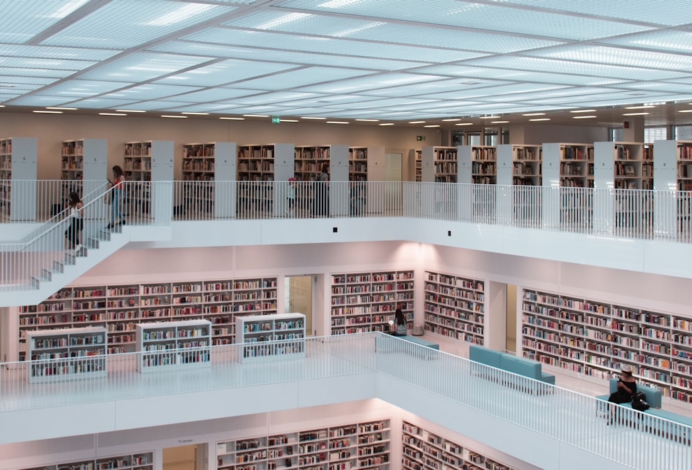 white painted library