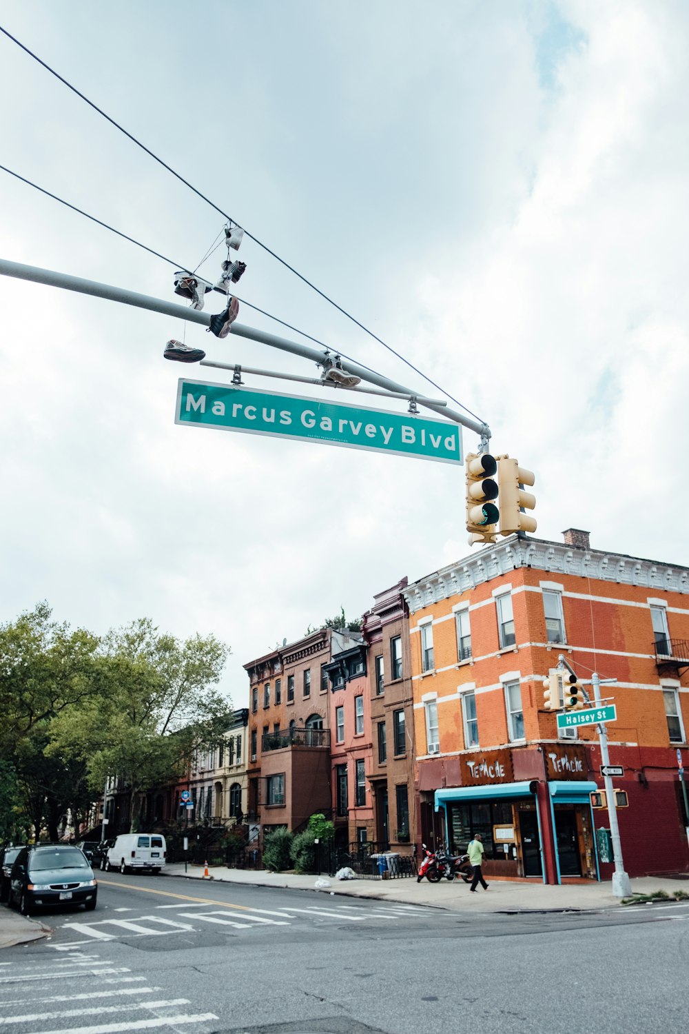 green Marcus Garvey Boulevard signage