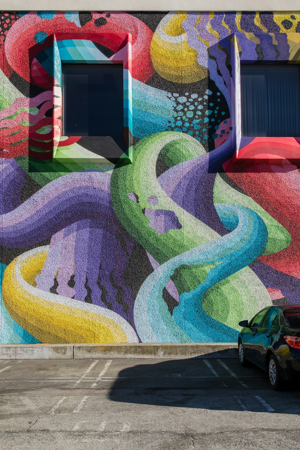 Pintura mural abstracta multicolor