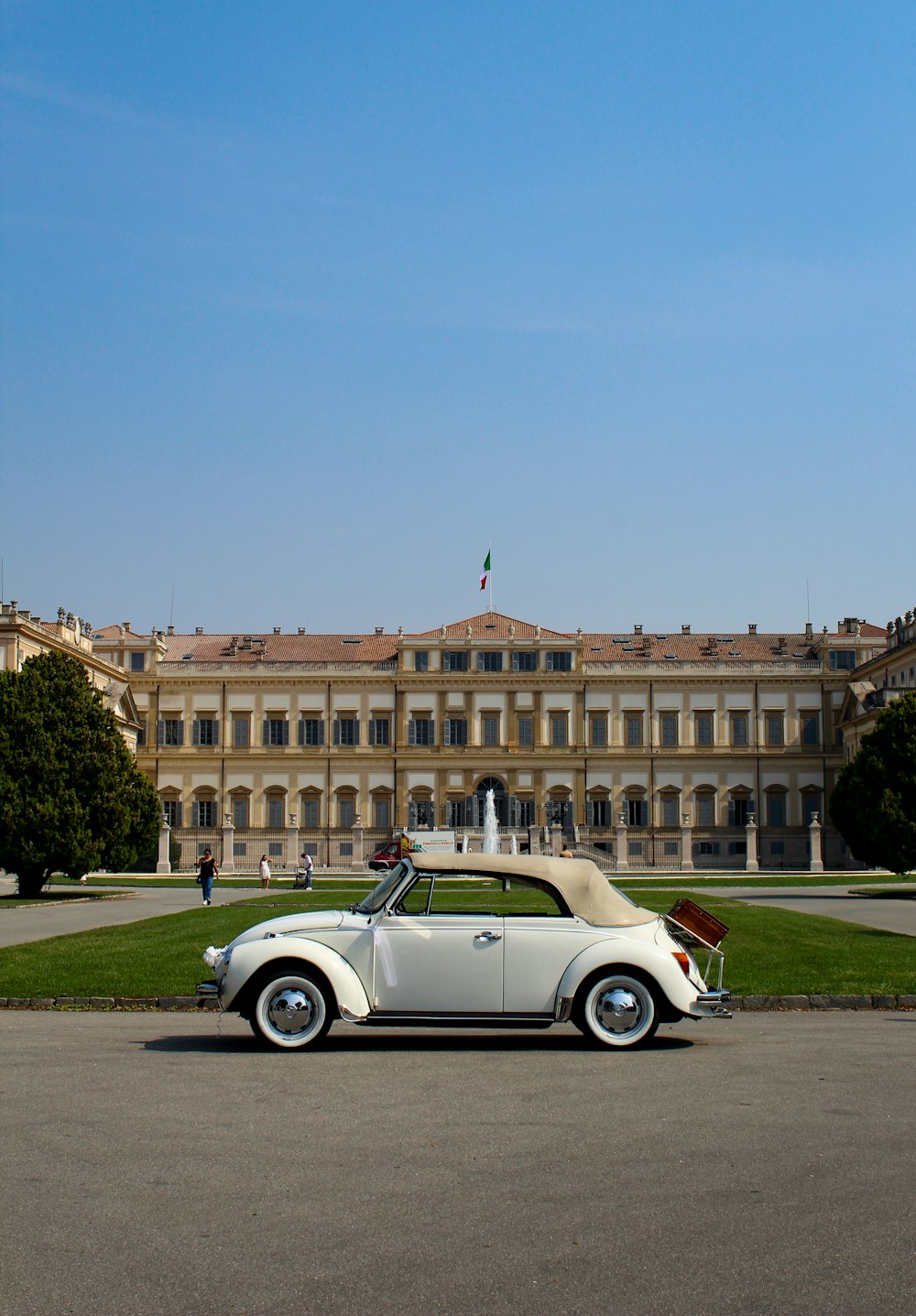 white convertible coupe near grass