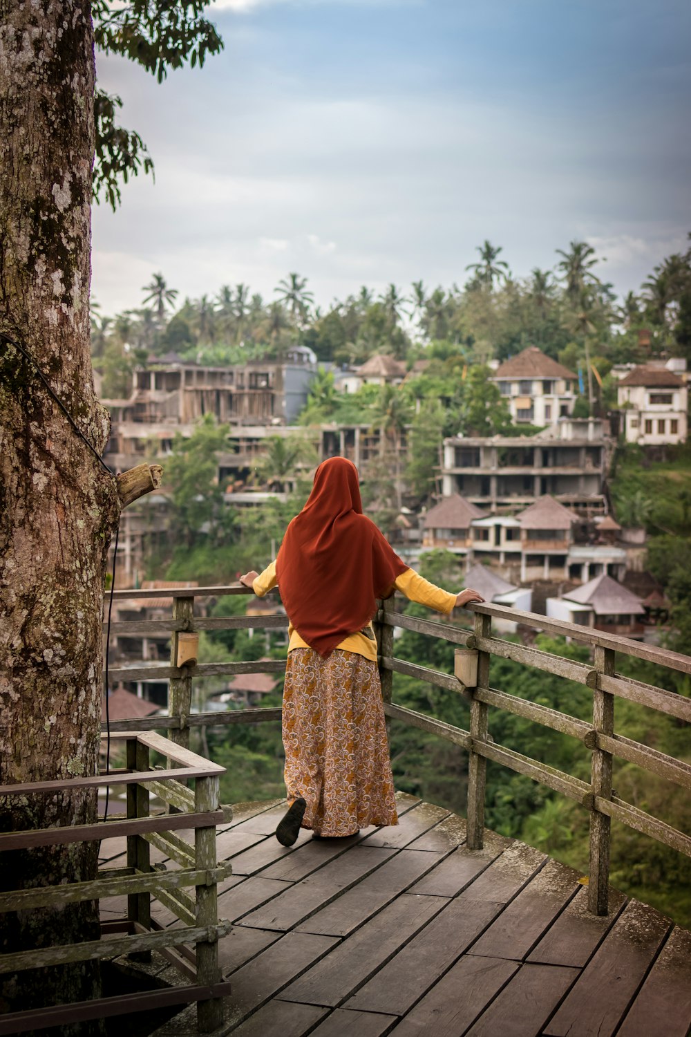 woman near balustrade