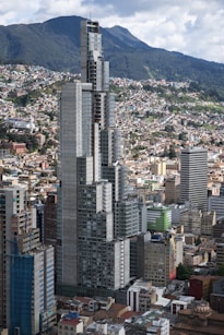 top view of cityscape and mountain