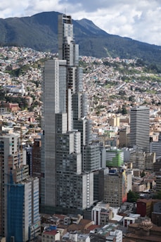 top view of cityscape and mountain