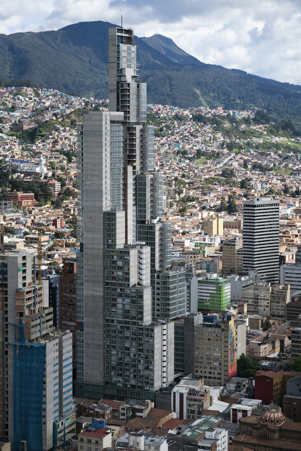 top view of cityscape and mountain