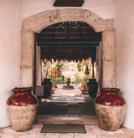 A stylish entryway featuring curated decor that invites tranquility.