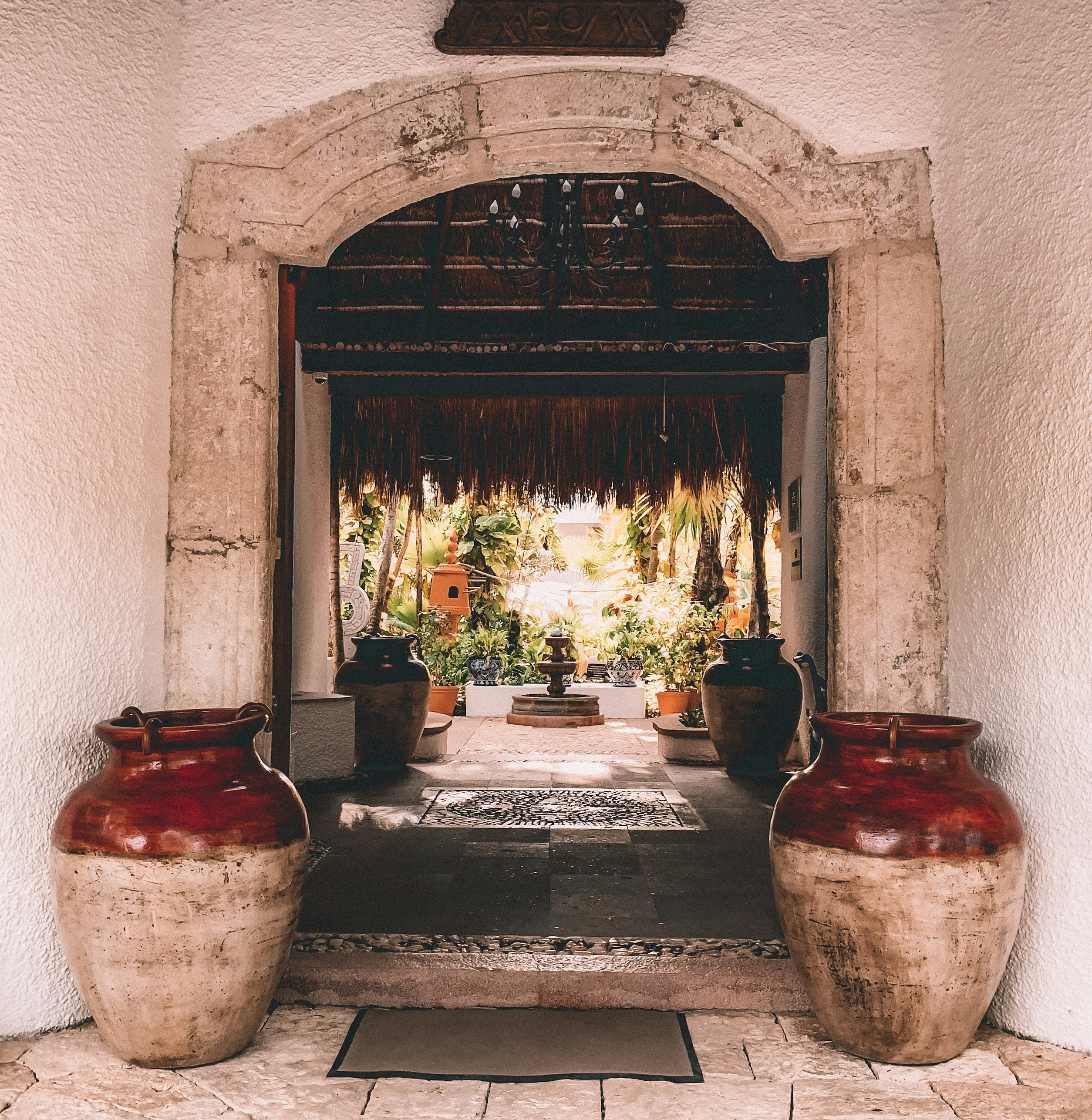 Mayan traditional archways architecture Riviera Maya Cancun