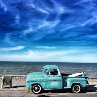 blue single cab pickup truck