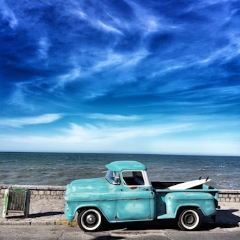 blue single cab pickup truck