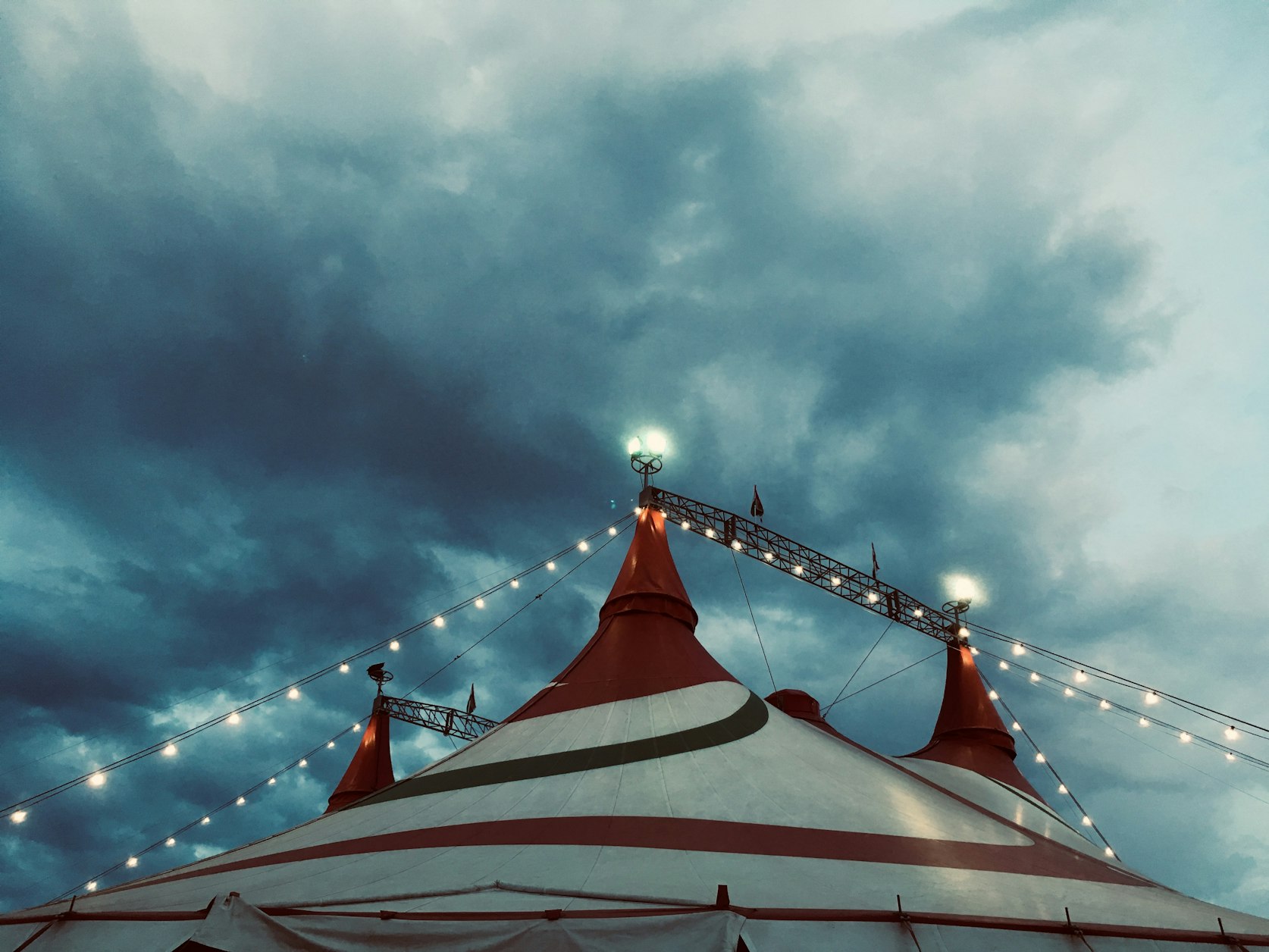 cloudy top of circus tent