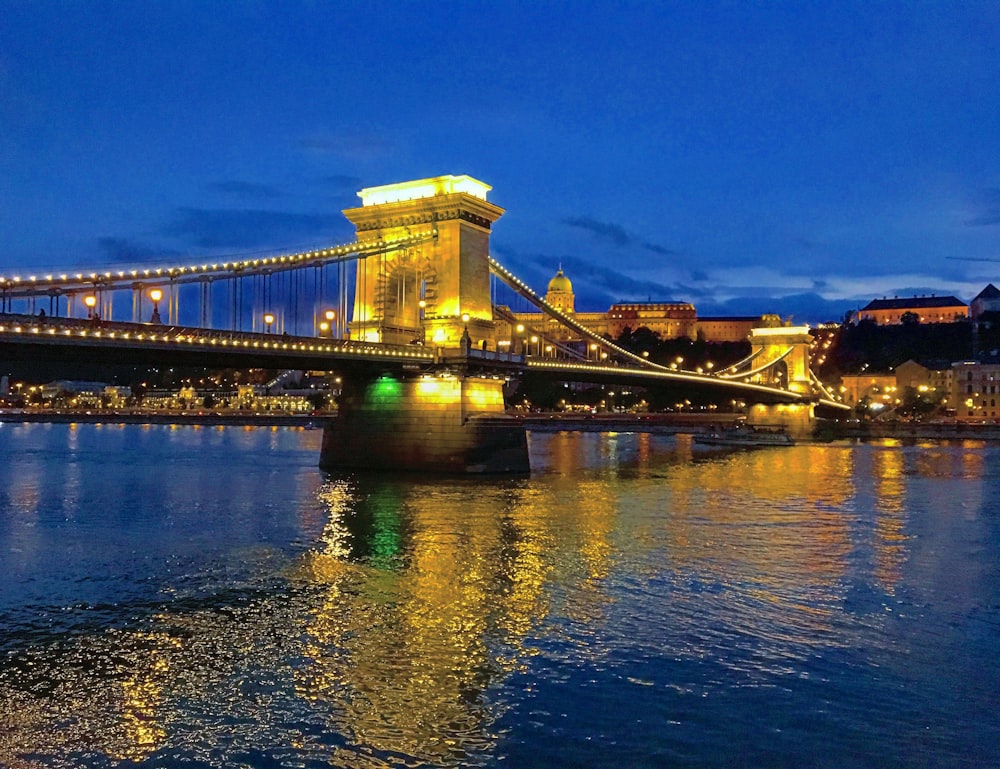 lighted suspension bridge