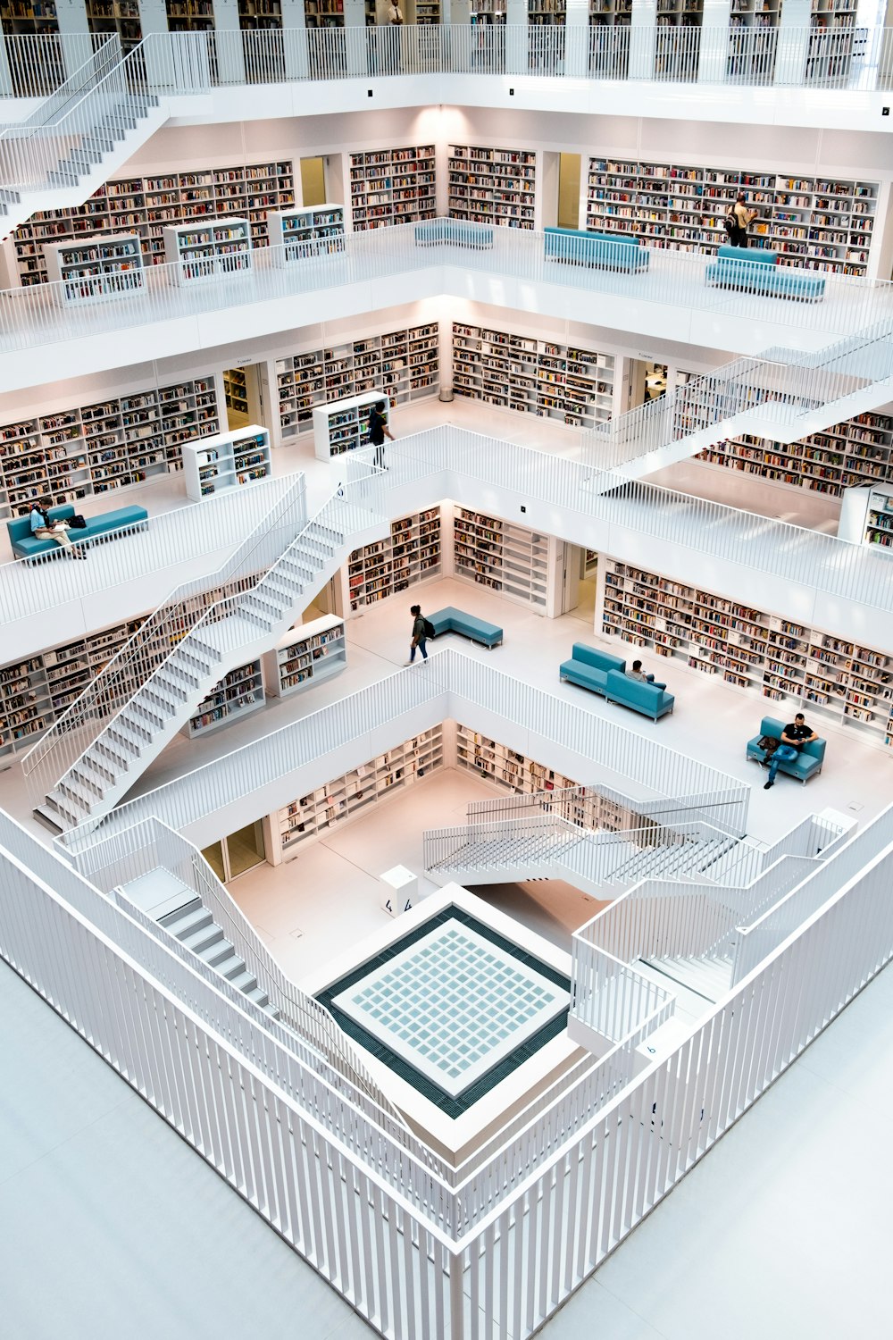 white painted library