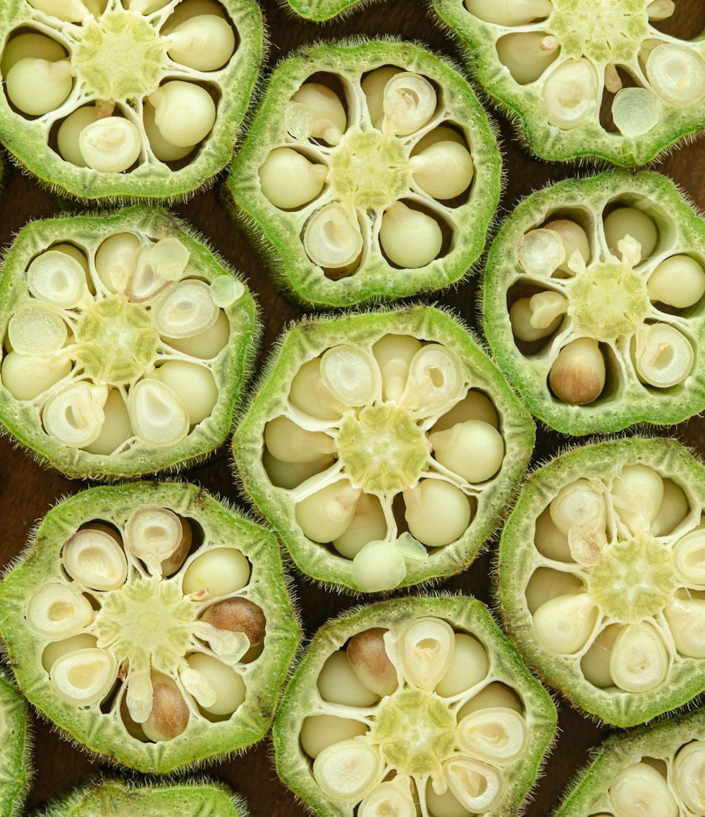 close-up photography of sliced okra