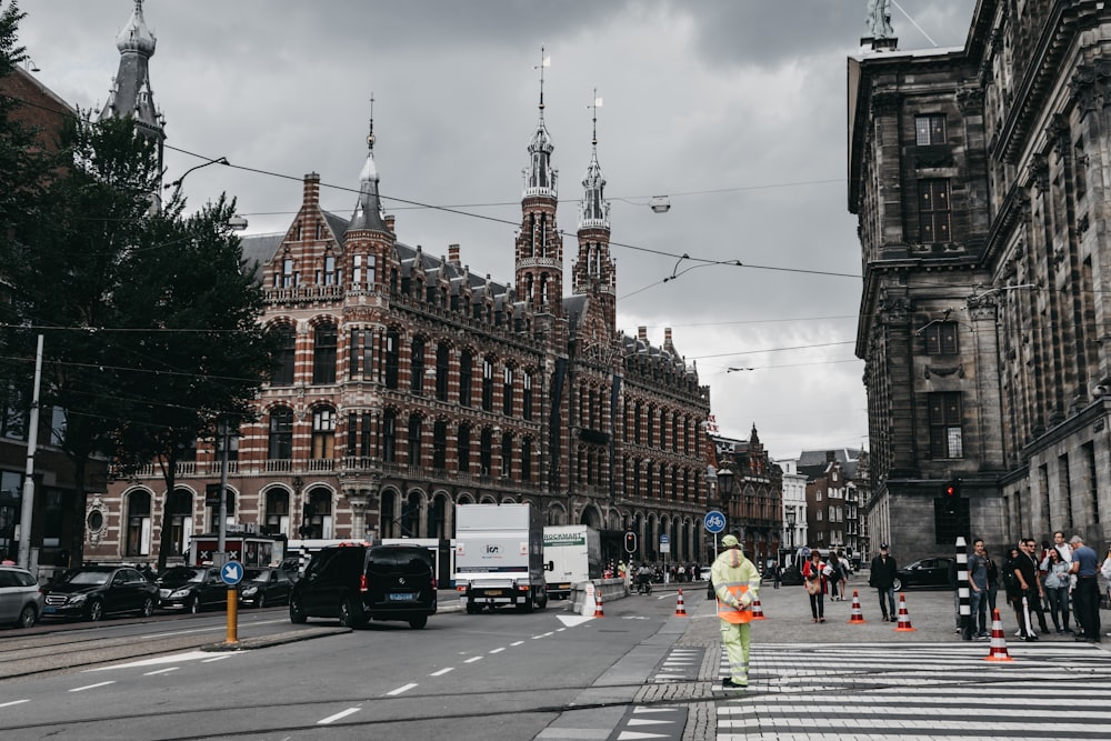 people near buildings