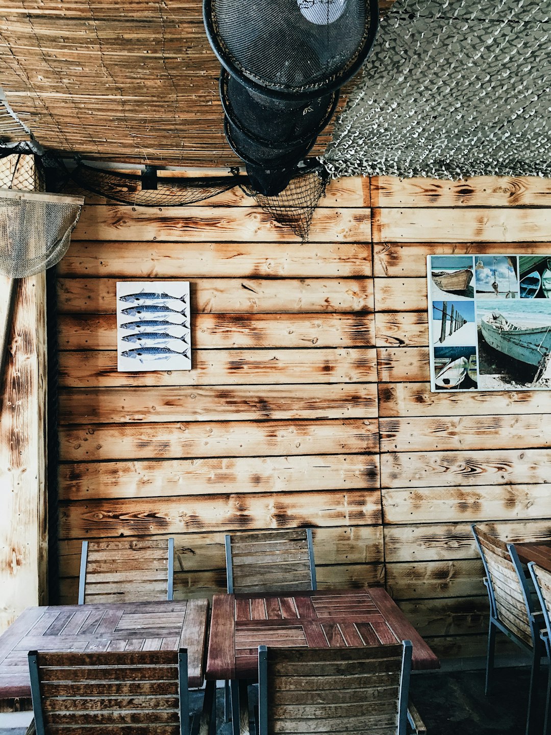 two brown wooden table inside building