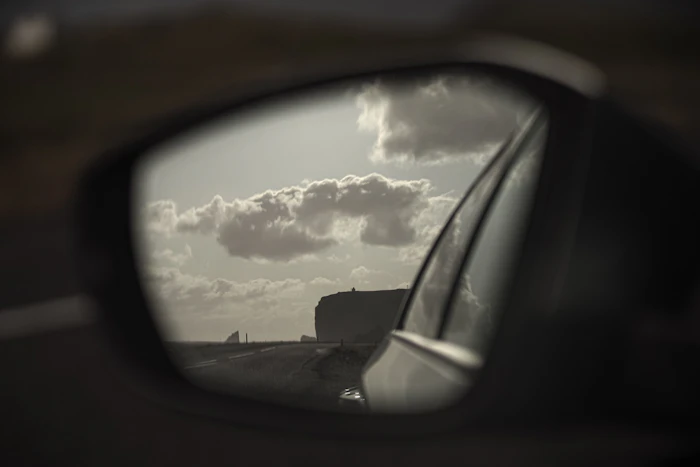 Technician assessing car mirror damage on-site