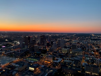 aerial view photo of city buildings during nighttime