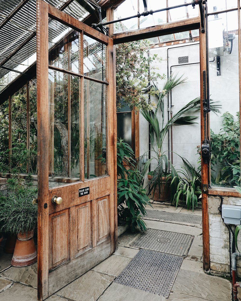 brown framed door