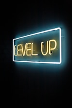 yellow and white level up LED lights