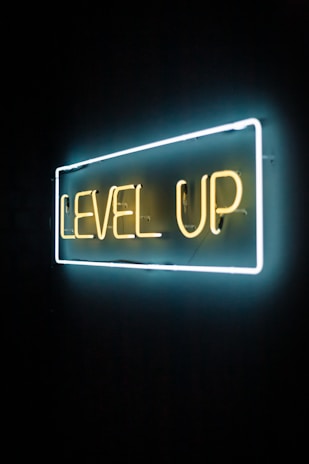 yellow and white level up LED lights
