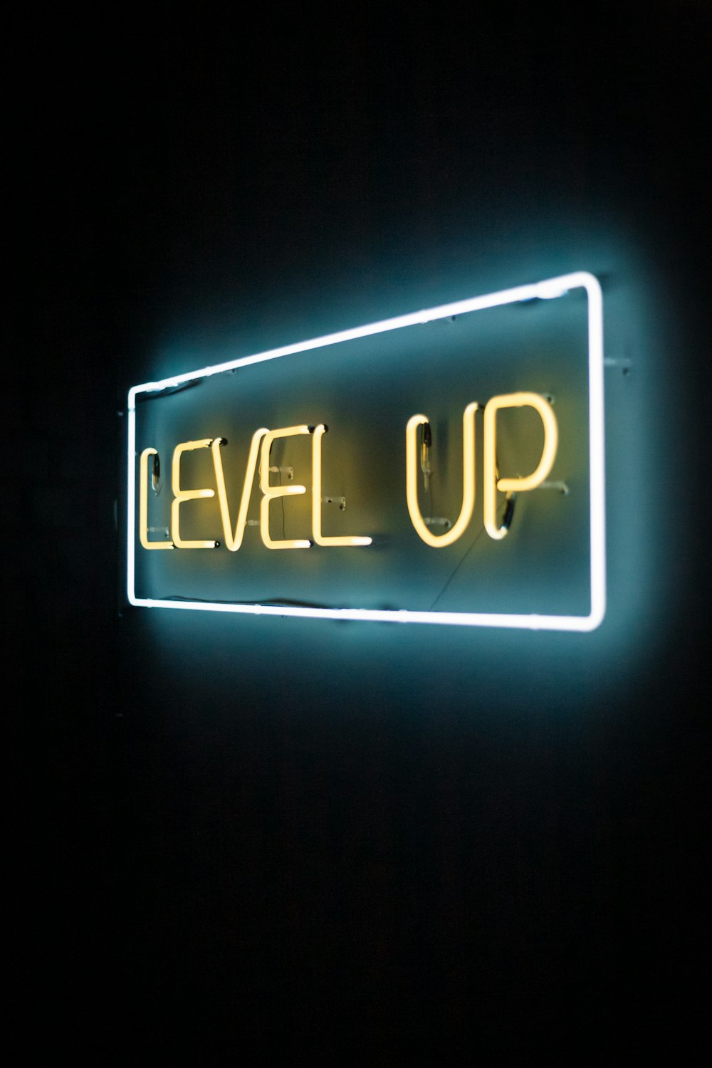 yellow and white level up LED lights