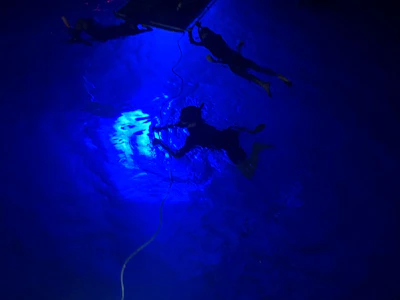 Group of divers participating in a hands-on workshop on underwater lifting techniques.