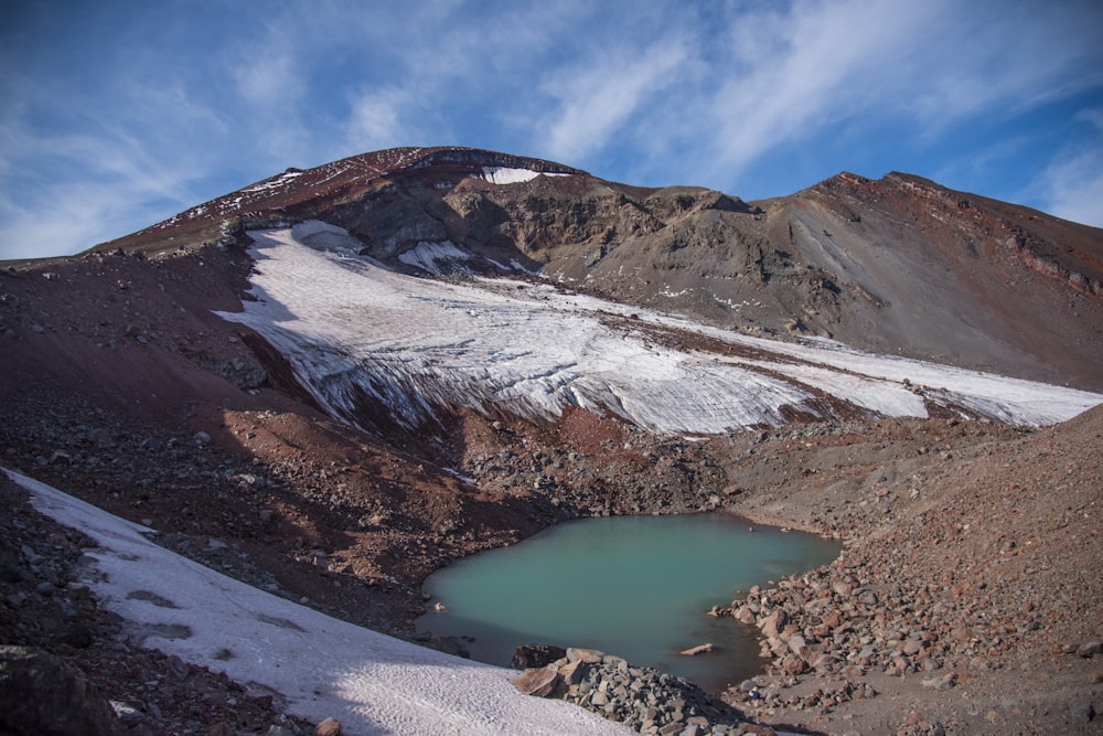 body of water near mountain