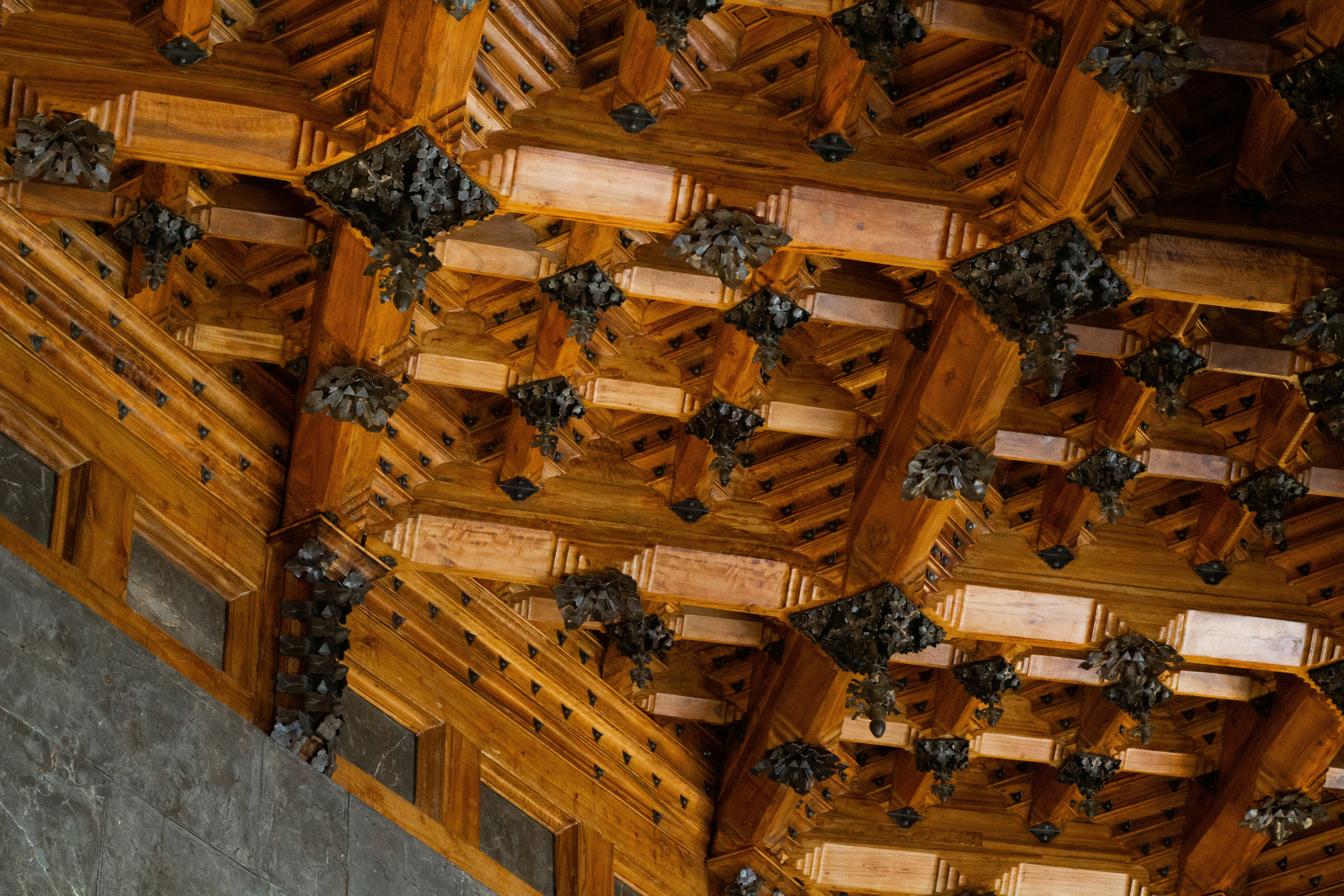 A close up view of a wooden structure
