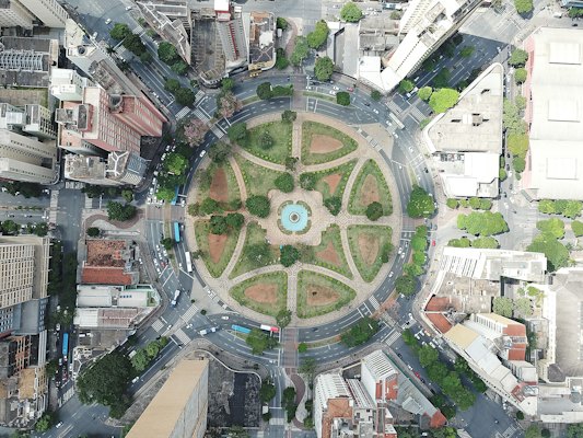 The Praça Raul Soares from directly above — Belo Horizonte, Brazil