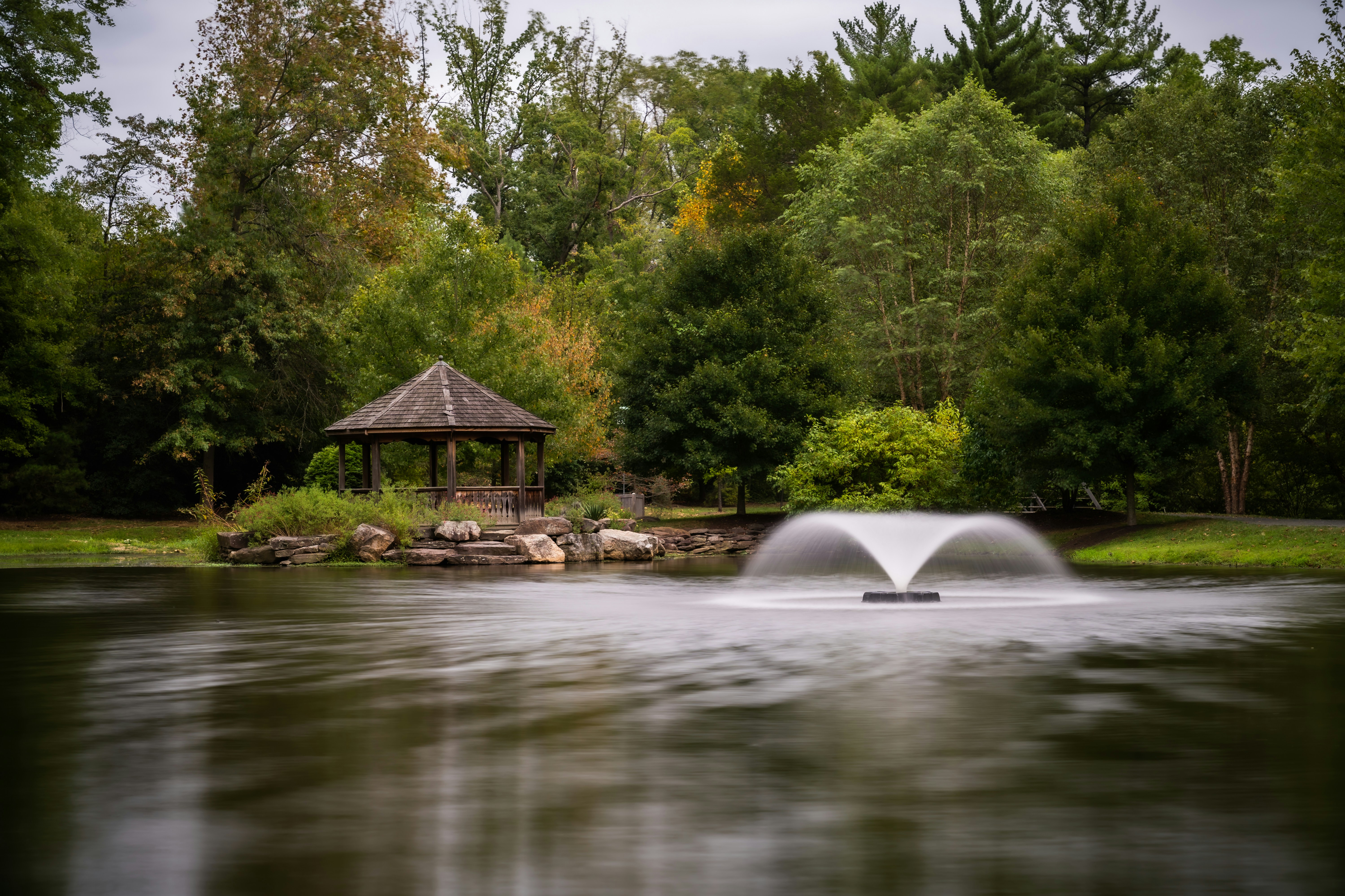 fountain near gazebo
