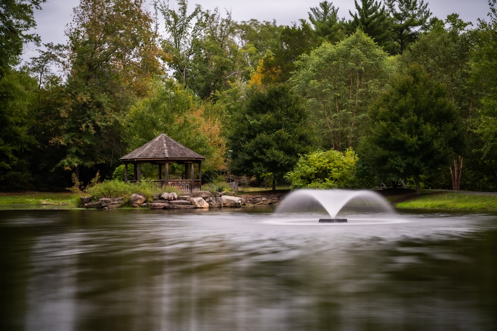 fountain near gazebo