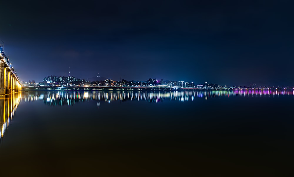 skyline photography of lighted buildings during nighttime